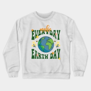 Retro Groovy Make Everyday Earth Day 2024 Cute Save Our Planet Crewneck Sweatshirt